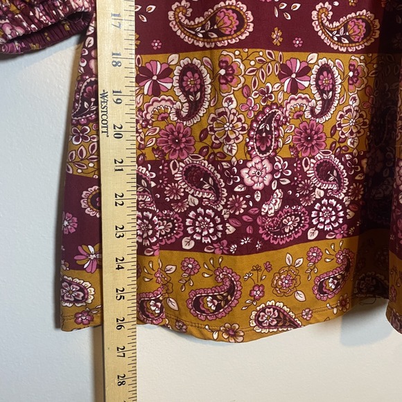 Bonnie Jean Paisley Knit Dress Maroon Pink Gold Long Sleeves Girls Size 7 Boho - Picture 4 of 4